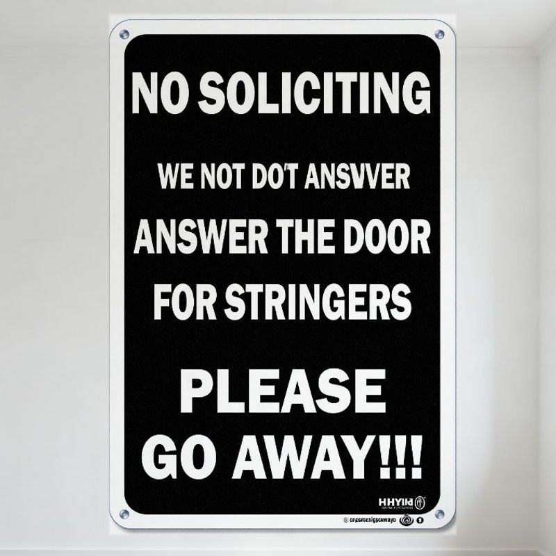 

NO SOLICITING Metal Tin Sign WE DO NOT ANSWER Answer The Door For Stringers Please Go Away!!! 20x30cm（7.8x11.8inch）