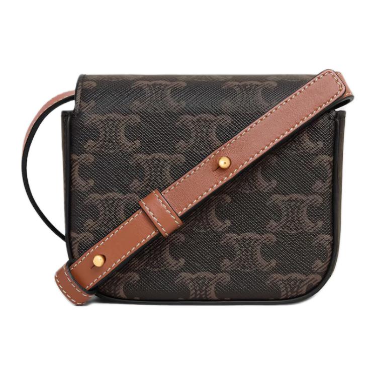 Celine Claude Lock Logo Monogram Print Leather Mini Handbag Women Handbag Brown 10I512DQB-04LU