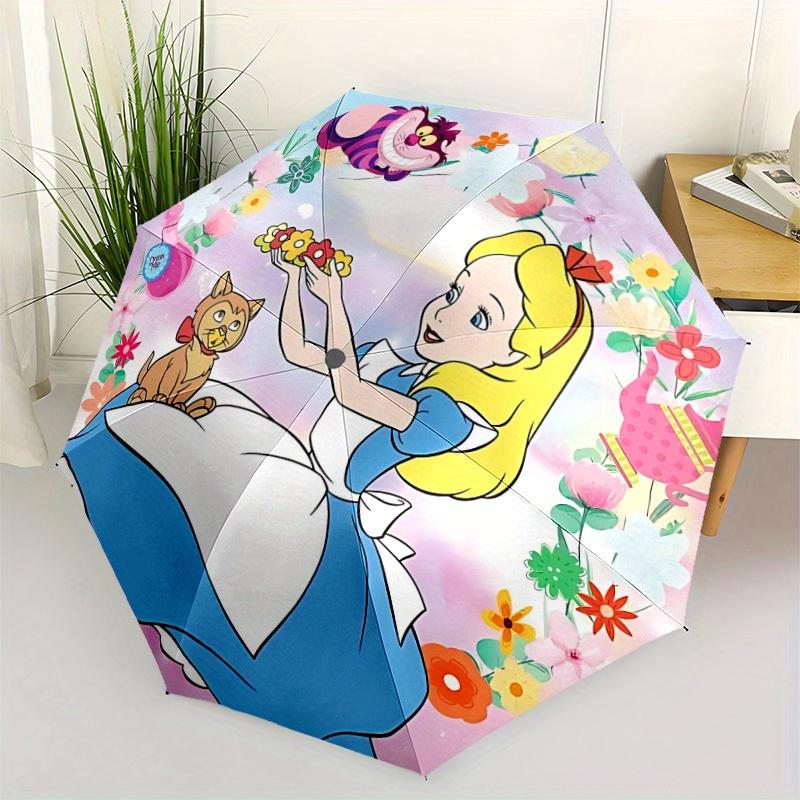 1pc Alice Flowers Cartoon Automatic Folding Umbrella,Lightweight Design, Fashion Lovers A0819046