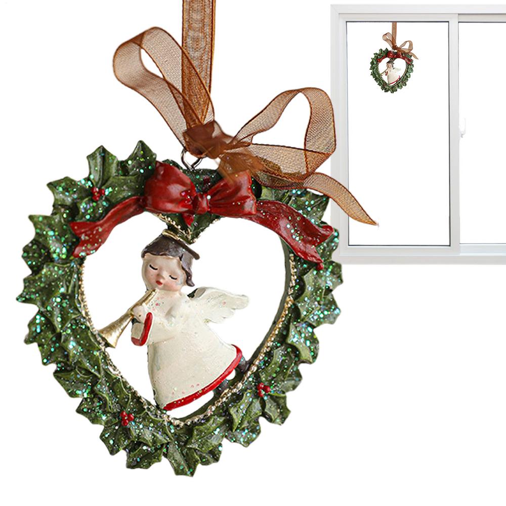

Christmas Tree Ornaments Resin Vintage Decorative Wreath Ornament Retro Decor Festive Pendant for Party Interior Home Holiday