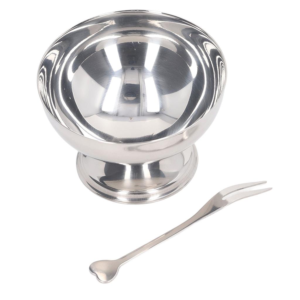 Ice Cream Bowl Stainless Steel Dessert Pudding Bowls Sundae Salad Serving Dip Bowl Trifle Tasting Bowls with Fork