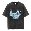 T-shirt rétro délavé Radiohead Band OK Computer pour femme et T-shirt Hip Hop Mode 100% Coton T-shirt décontracté