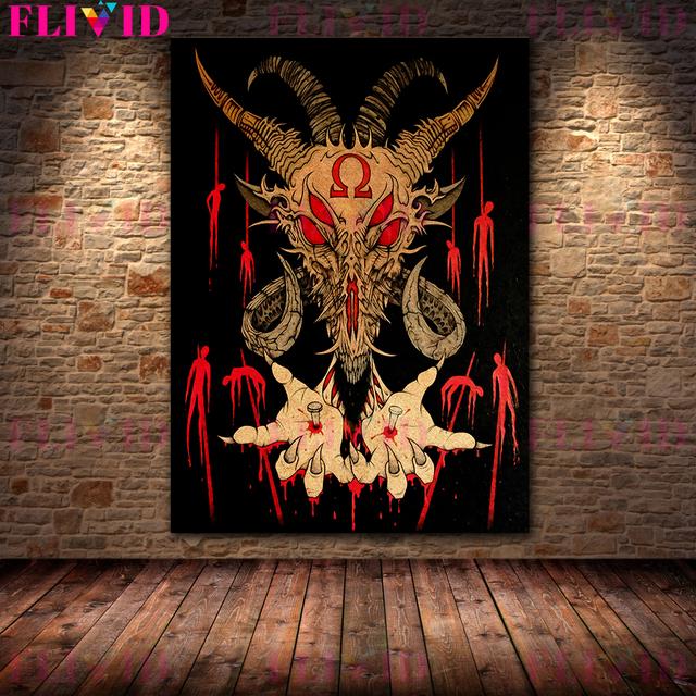 Diavol păgân schelet artă tipografie artă decorativă de perete pânză pictură ochiul iadului