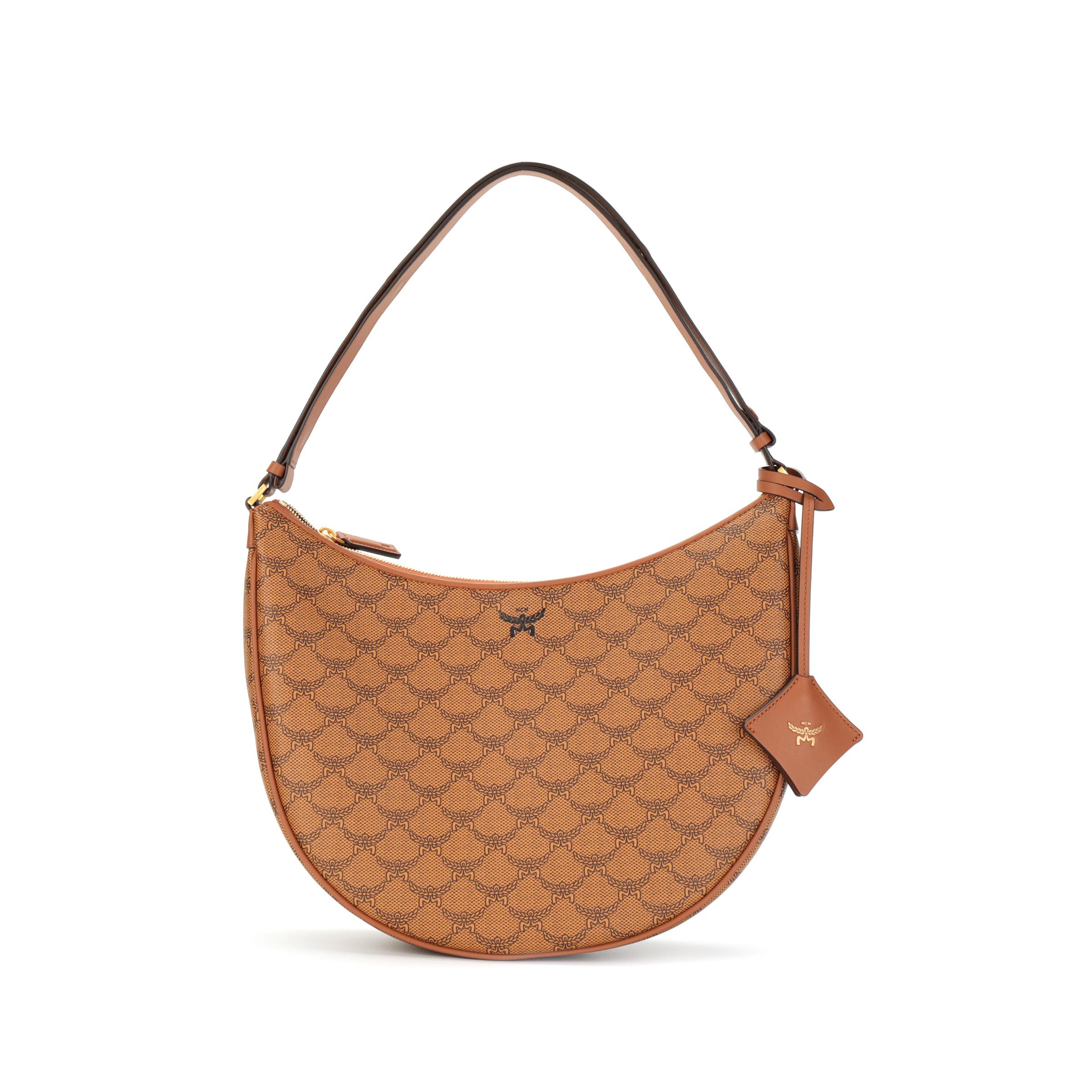 

MCM Cognac Monogram Hobo Shoulder Bag with Gold Hardware for Daily Use Basic Set (Bag+Dust Bag)