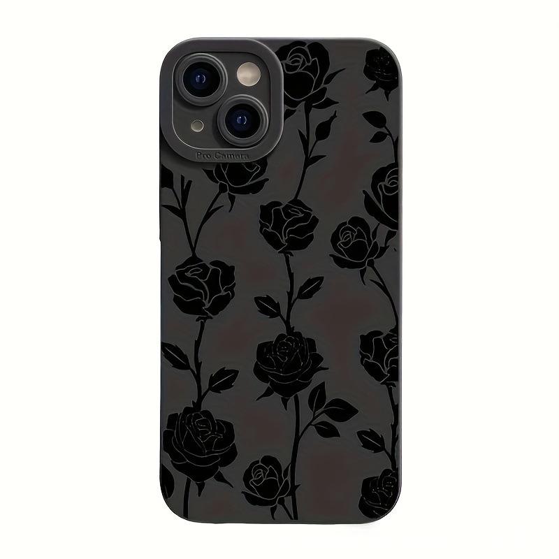 Black Rose for Apple 16/15promax Mobile Phone Case Iphone14/13/12/11 Soft Silicone 17