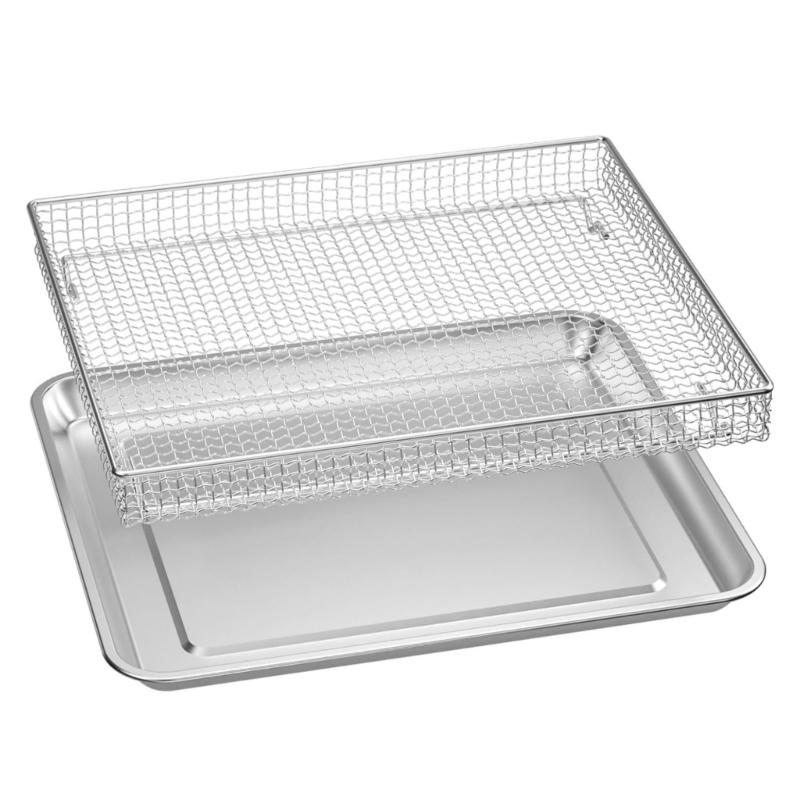 Baking Tray with Safe Handle and Air Fryers Basket Stainless Steel Texture for Secure Handling in Air Fryers Ovens Grills