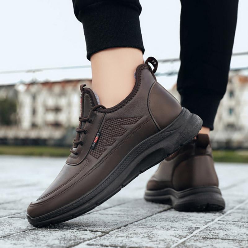 Зимние теплые мужские ботинки из искусственной кожи — фото 6