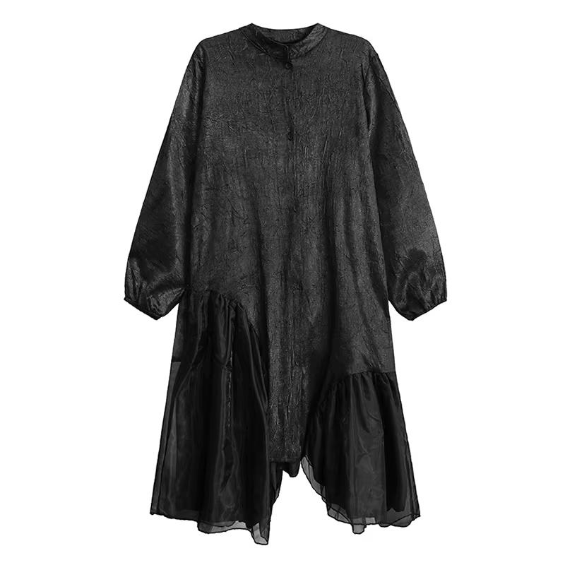 

XITAO Асимметричное платье с сетчатыми вставками HQQ2426 One Size чёрный