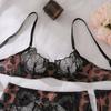 Sexy Damen-BH-Set Leopardenmuster Spitze Spleißung Dessous Mode Bequem 5-teiliges Dessous-Set
