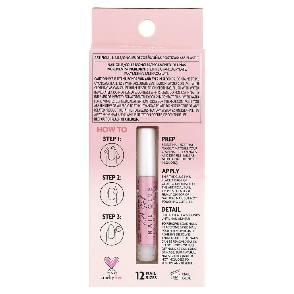 L.A. Girl, Oh So Shiny Artificial Nails, Gel Shine Nail Tips, GNT155 Modern French Tips, 25-Piece Kit