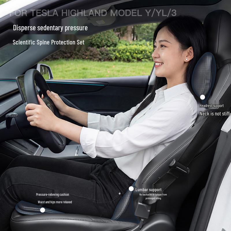 Tesla Model Y & Model 3 Seat Cushion, Headrest, Neck, and Lumbar Support Accessories