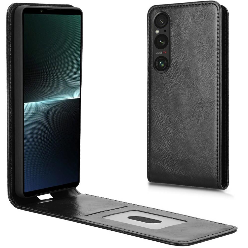 

Чехол для Sony Xperia 1 V с отделением для карт, магнитный вертикальный откидной кожаный чехол для телефона Black