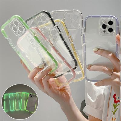 Transparente leuchtende Stoßstangenhülle für iPhone 14 11 12 13 Pro Max 13pro X Xr Xs, stoßfeste, klare Silikon-Luftpuffer-Abdeckung