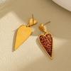 DIEYURO 316L Stainless Steel Golden Vintage Oil Dripping Leopard Print Exaggerated Heart Earrings Lady Trend Ear Studs Jewelry