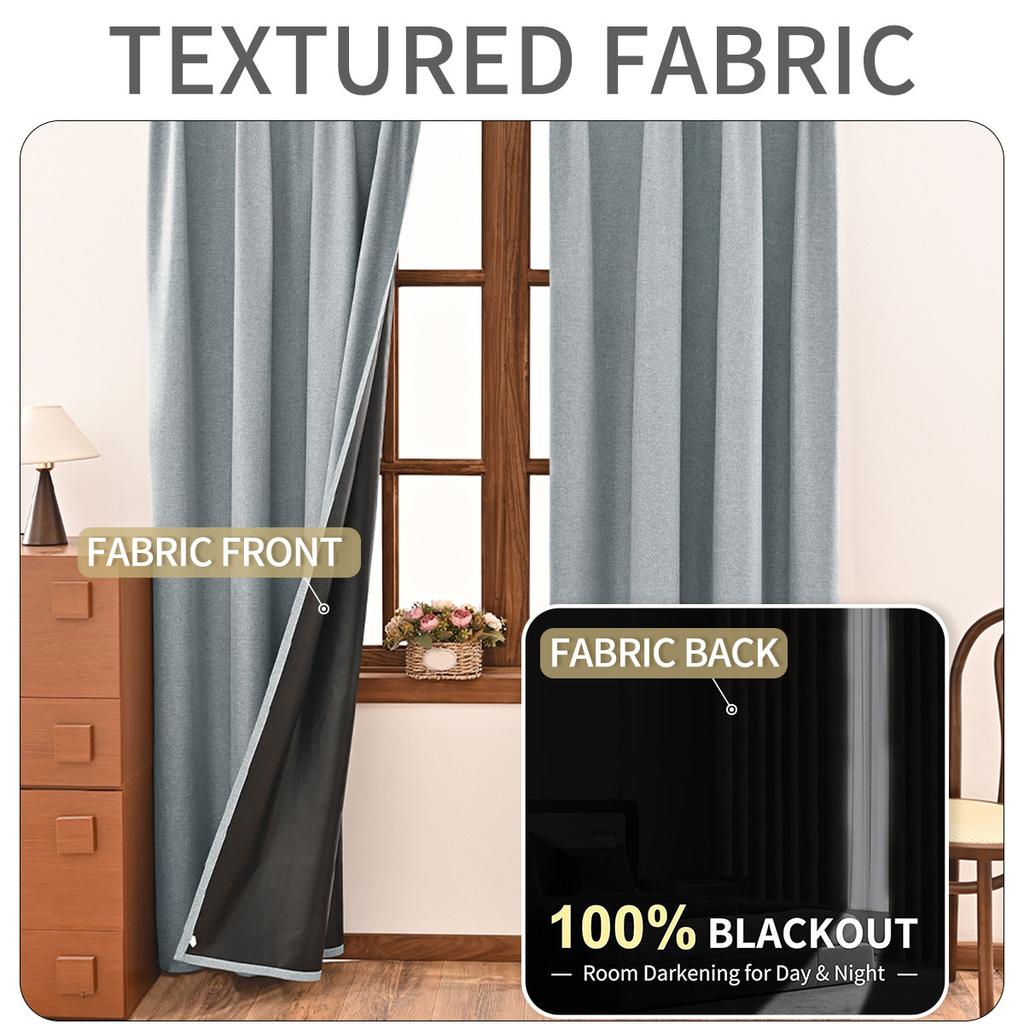 Solid Color Plain Hemp Black Background Full Blackout Curtains Hook Living Room Sunscreen Curtains