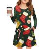Christmas Day Girls' Long Sleeve Dress - Color Pocket Dress