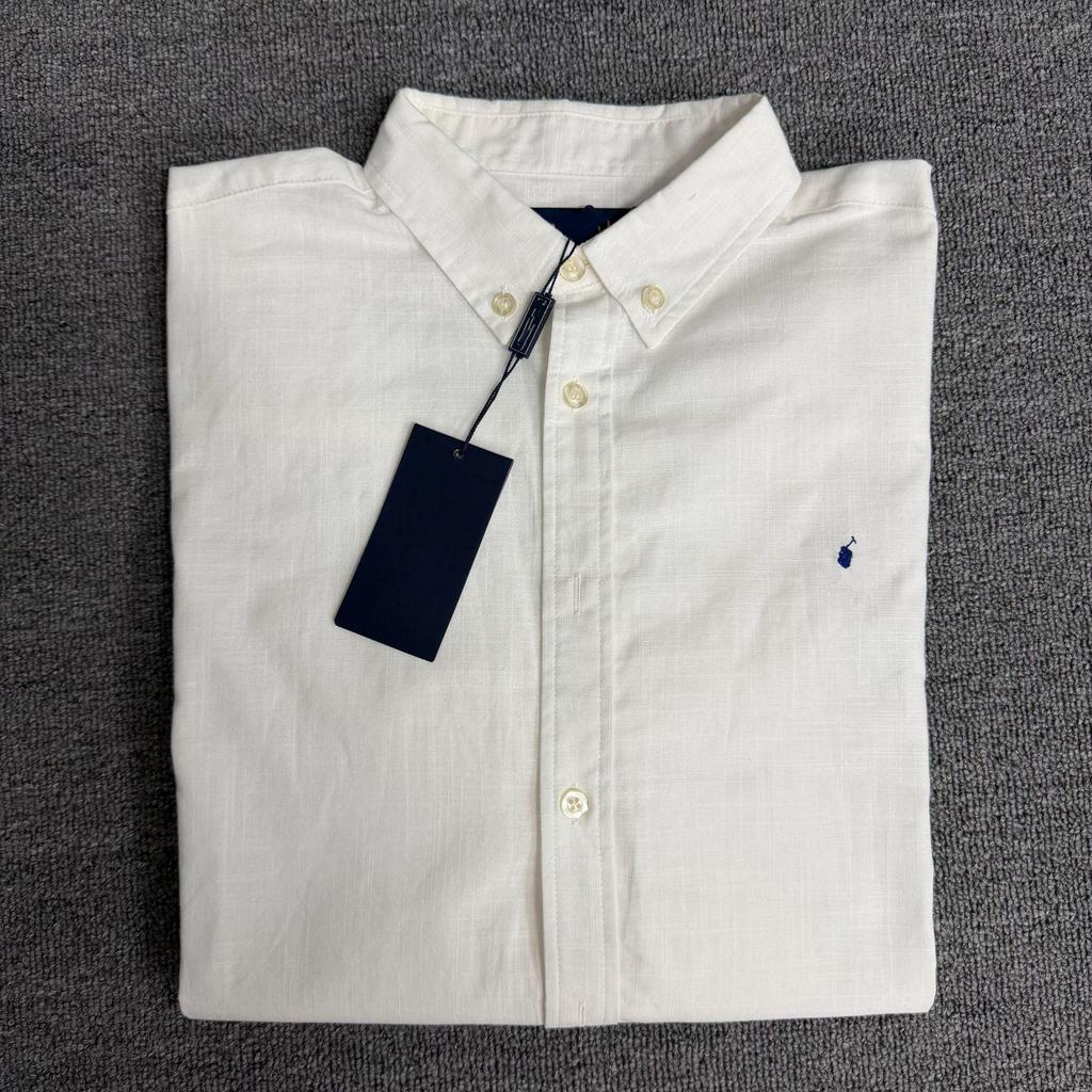 Raf Cotton and Linen Long Sleeve Shirt with Horse Embroidery - Classic Lapel, Old Money Style, New Arrival for Spring, Autumn, Summer