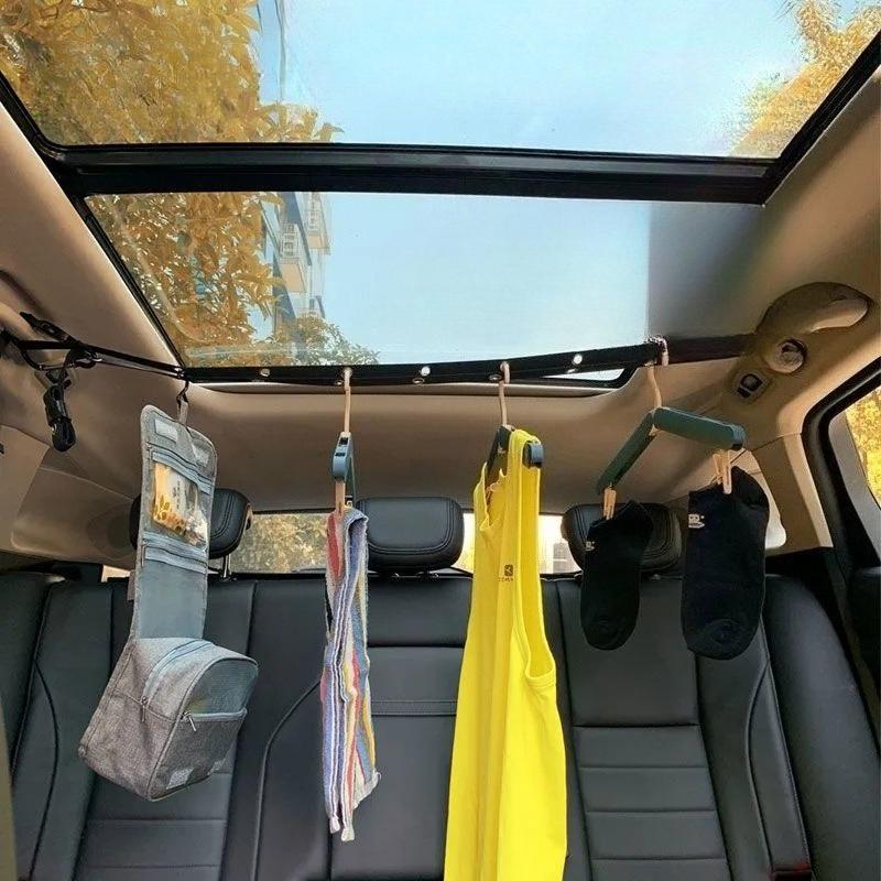1pc Durable Nylon Car Clothes Hanging Rack, Adjustable 132cm Length, 30mm Thickness | Multipurpose Storage Belt