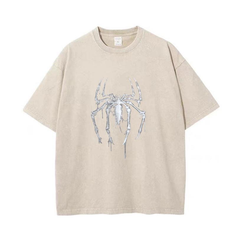 Wash Shirts Vintage Spider Graphic Washed Shirt Colorse Spider Shirt Retro Training Shirt Retro Hero Shirt