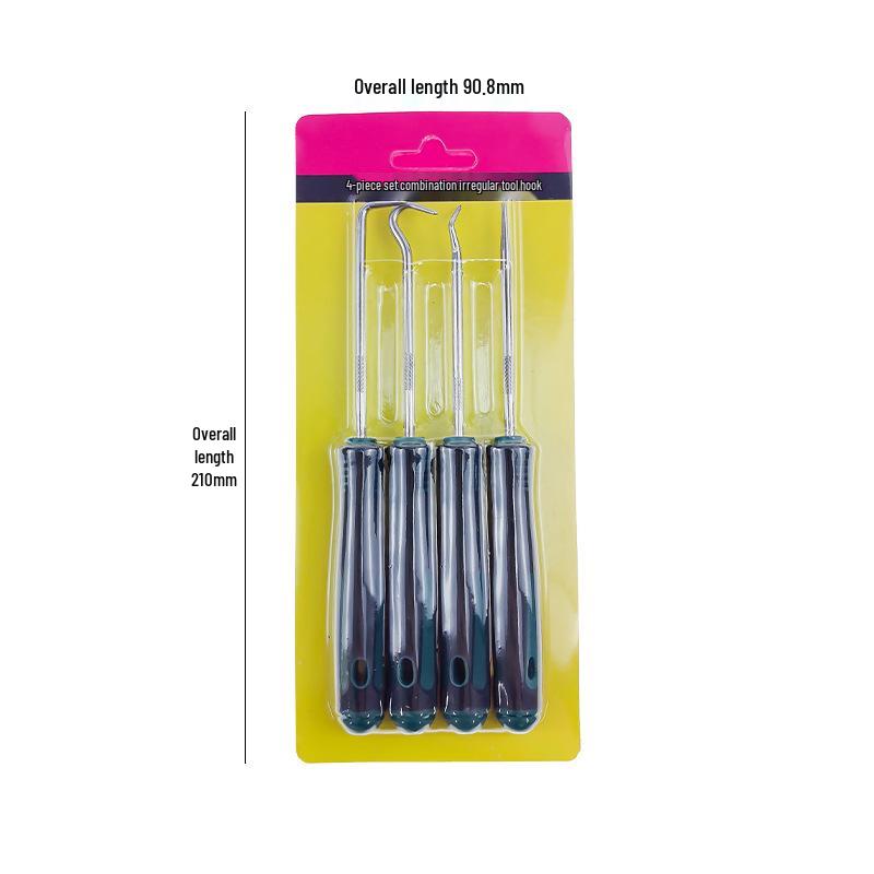 4-Piece Oil Seal Hook Set for Auto Repair - O-Ring Puller & Remover Tools