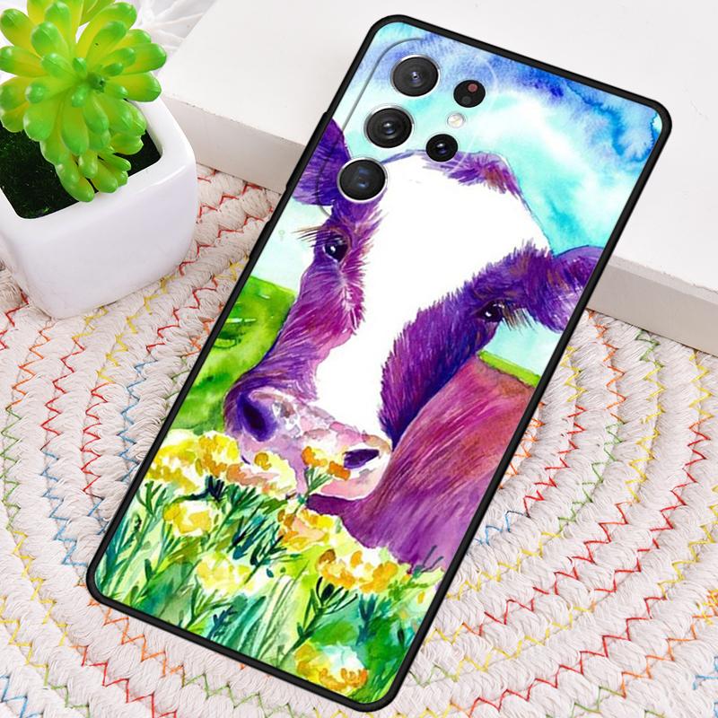 Animal cattle cow watercolor painting Phone Case for Samsung Galaxy note 10 pro S26 Ultra S23 S24 FE S25 S21 S22 PLUS Cove