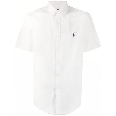 Polo FW22 Einfarbiges Oxford Kurzarmhemd Herrenhemden Weiß 710794605-002