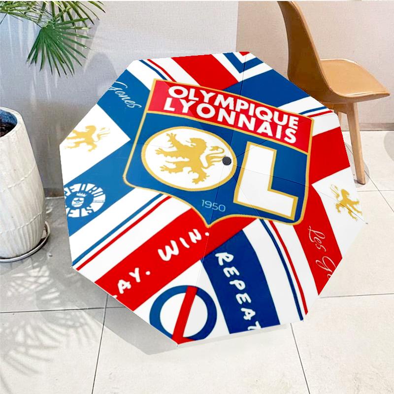 Lyon Football Crest Design Printed Automatic Umbrella, 8-Frame for Travel, camping, Casual Umbrella, Essential Gift for for family and friends