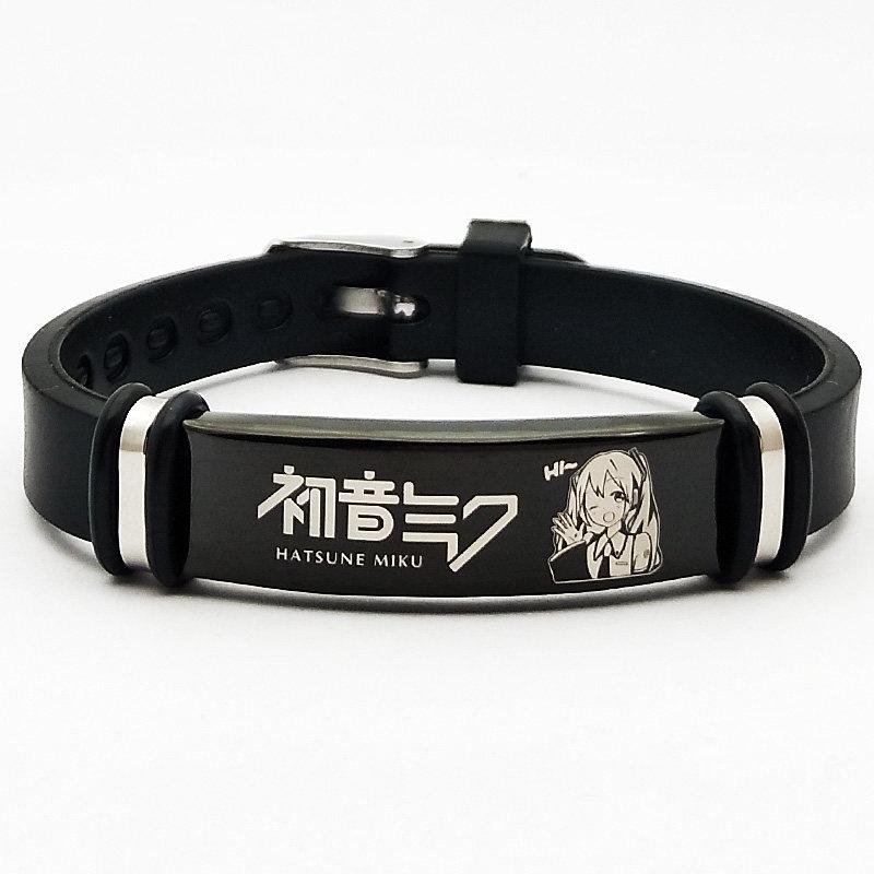 cartoon anime titanium stalen armband, cosplay accessoire rekwisiet siliconen armband, verjaardagscadeau black