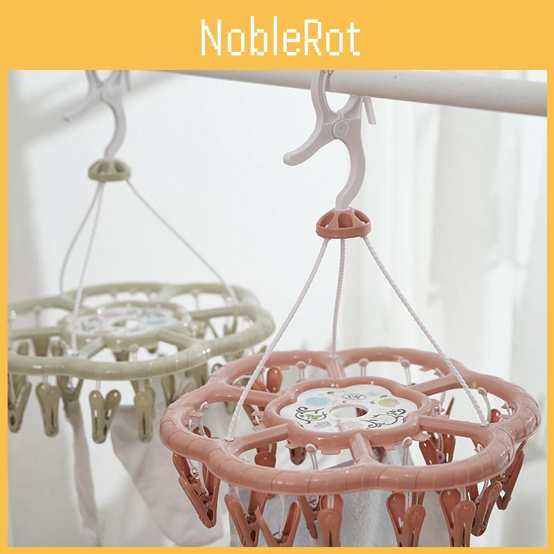 Portable Round Clothes Drying Rack With Multiple Clips Ideal For Indoor Use