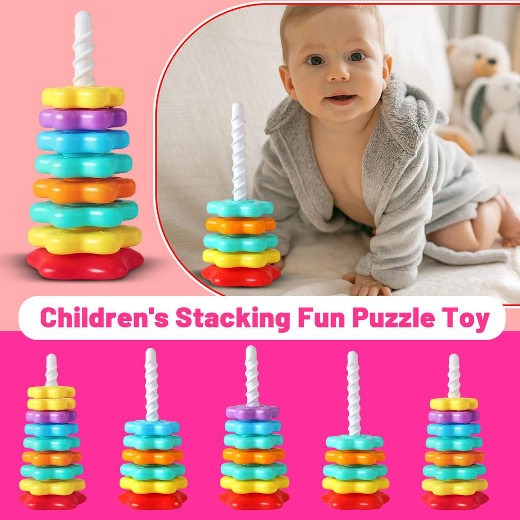 Stacking Ring Toy for Toddlers Early Learning Educational Baby Toy Developmental Skills Building and Hand Eye Coordination Activity