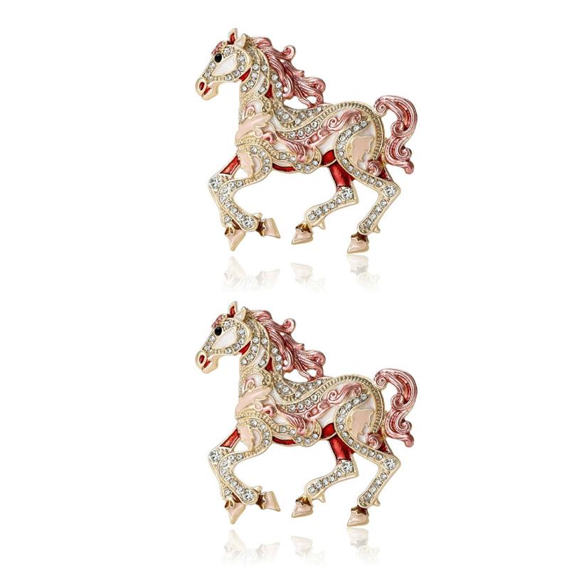 1Pc Animal Decoration Commemorative Gift Diamond Studded Fresh Zinc Alloy Sweet Pony Brooch