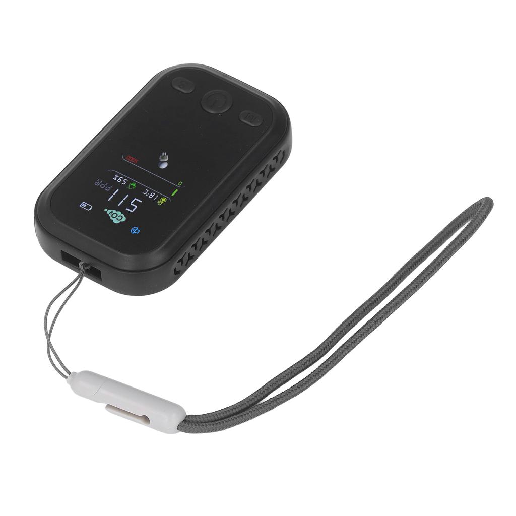 CO2 Detector NDIR Sensing Type C Charging Temperature Humidity Tester Portable Air Quality Monitor Black