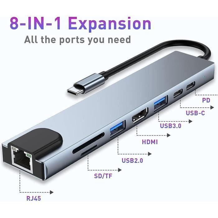Hub-Adapter - BOOLING - 8-in-1 - USB-C zu HDMI 4K - PD 87W - SD/TF-Kartenleser