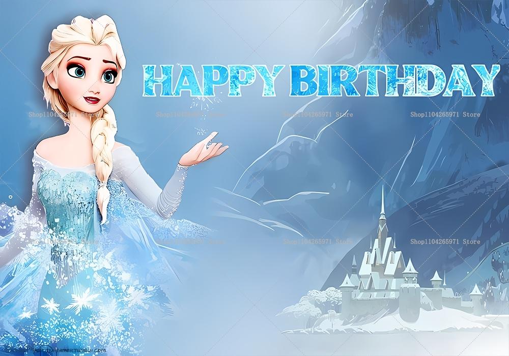 Disney Frozen Background Custom Elsa Anna Princess Girls Birthday Snow Queen Winter Ice Castle Baby Shower Photography Backdrop