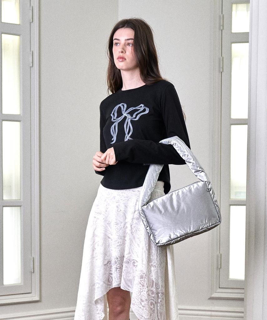 Ames-Worldwide Padded Shoulder Bag Silver