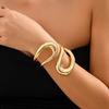 Punk Klassische Geometrische Verdrehte Offene Armreifen für Damen Übertriebene Goldfarbe Heavy Metal Manschettenarmband Mode Party Schmuck Neu