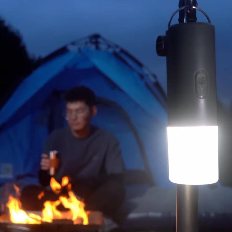 Solar Camping Lantern with Air Pump 100LM Light 5 Nozzles Rechargeable for Tents Bikes Inflatable Emergency Use Outdoor Gear