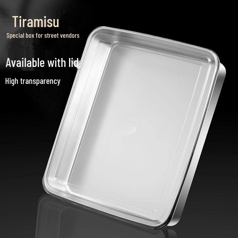 Tiramisu Stainless Steel Baking Plate with Lid - Large Rectangular Dessert Mold
