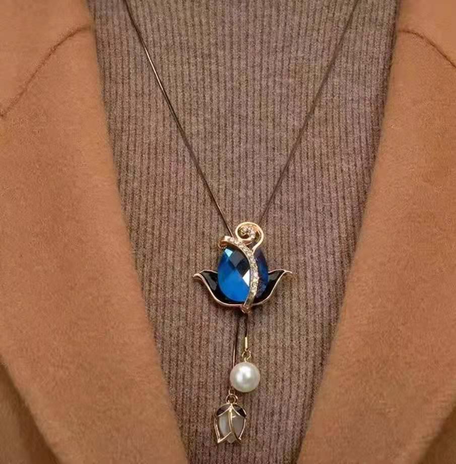 Versatile Trendy Fashion Sweater Necklace: Exquisite High-End Temperament Chain for Stylish Clothing Accessories