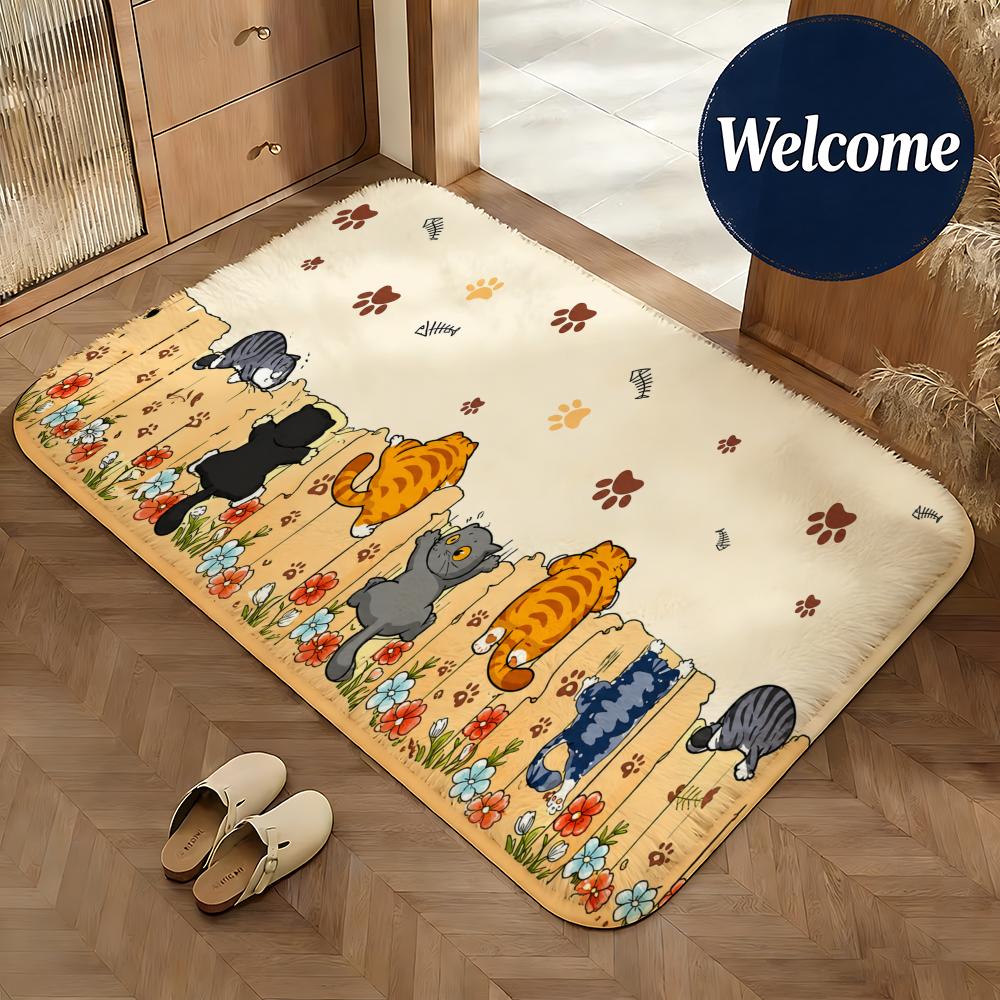 Funny Kittens Rug Floor Mat Non-Slip Absorbent Doormat Bathroom Bedroom Home Decor Rug
