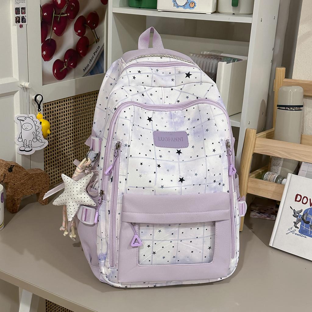 Schoolbag Japanese ins High value, fresh and sweet stars, full of stars for junior and high school students, light pain bag backpack