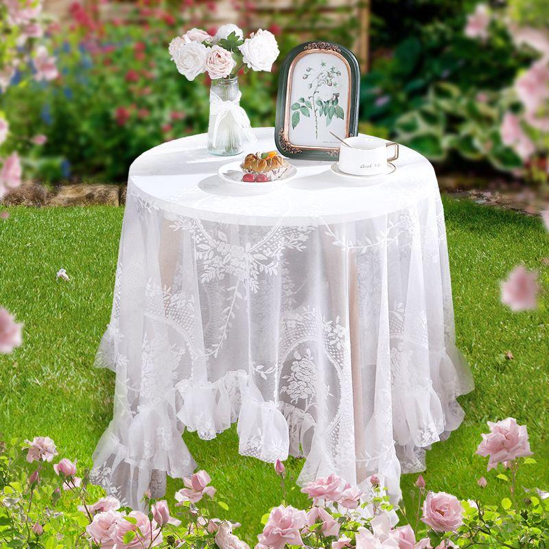

Французская Ретро Чисто Белая Кружевная Скатерть Круглая Обеденная Кофейный Столик Скатерть Сад Легкая Роскошь Романтическое Покрытие Round 90 * 90