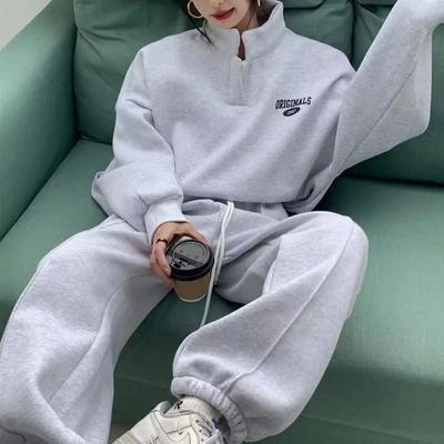 Damenmode-Sportanzug Herbst und Winter Neue lockere langärmelige Oberteile und Hosen 2 Zweiteiler-Set für Damen Couture Trainingsanzug