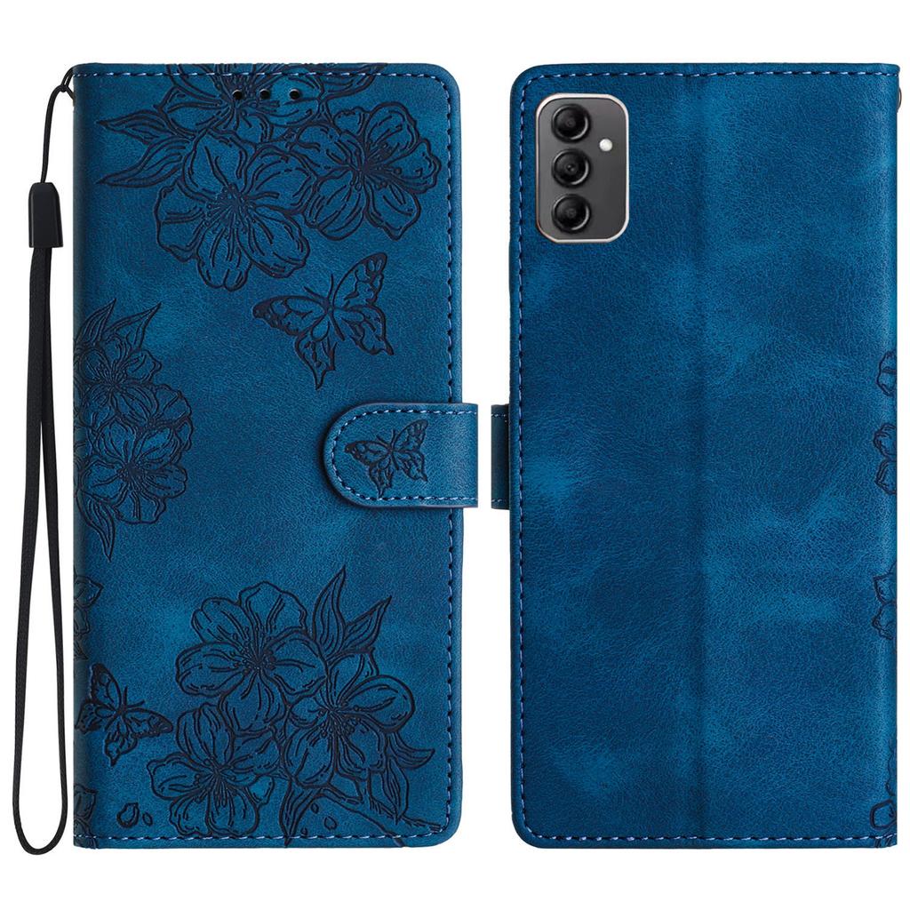 For Samsung Galaxy A14 5G Case Sakura Butterfly Imprint Anti-Scratch PU Leather Phone Cover