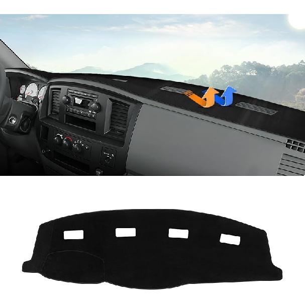Autorder Dashboard Cover Mat For 2002-2005 Dodge Ram 1500 & 2003-2005 2500/3500 Accessories Dash Cover Flannel Dash Mat Sunshade Glare UV Rays