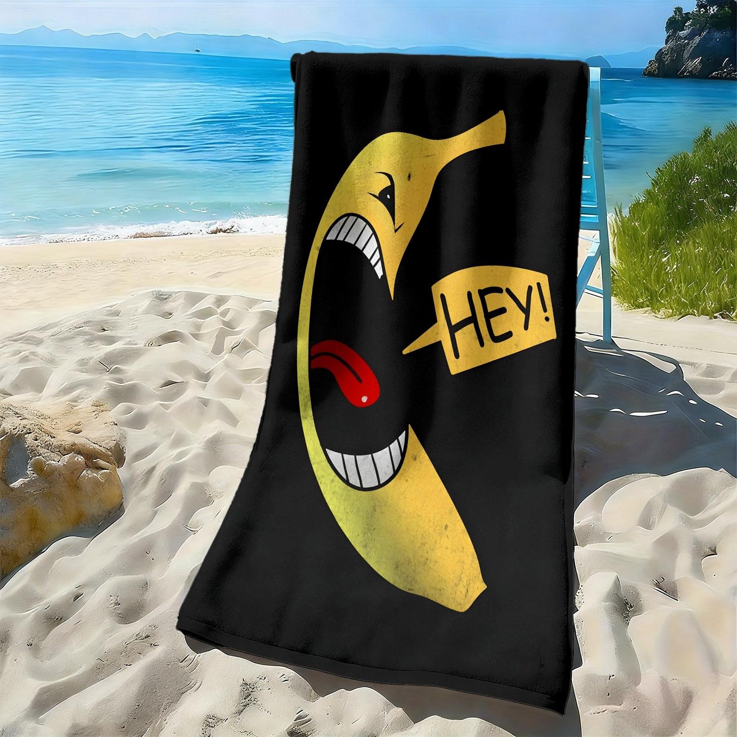 

Cartoon banana fun expression pattern polyester microfiber beach towel is highly absorbent, suitable for swimming beach outings W40*H60(CM)