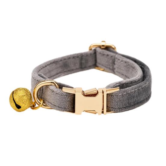 קולר חתול מתכוונן קולר חיות מחמד רך עם פעמון נשלף קולר חיות מחמד בצבע אחיד לכלבים קטנים חתולים גורים טיולים בחוץ בטיחות