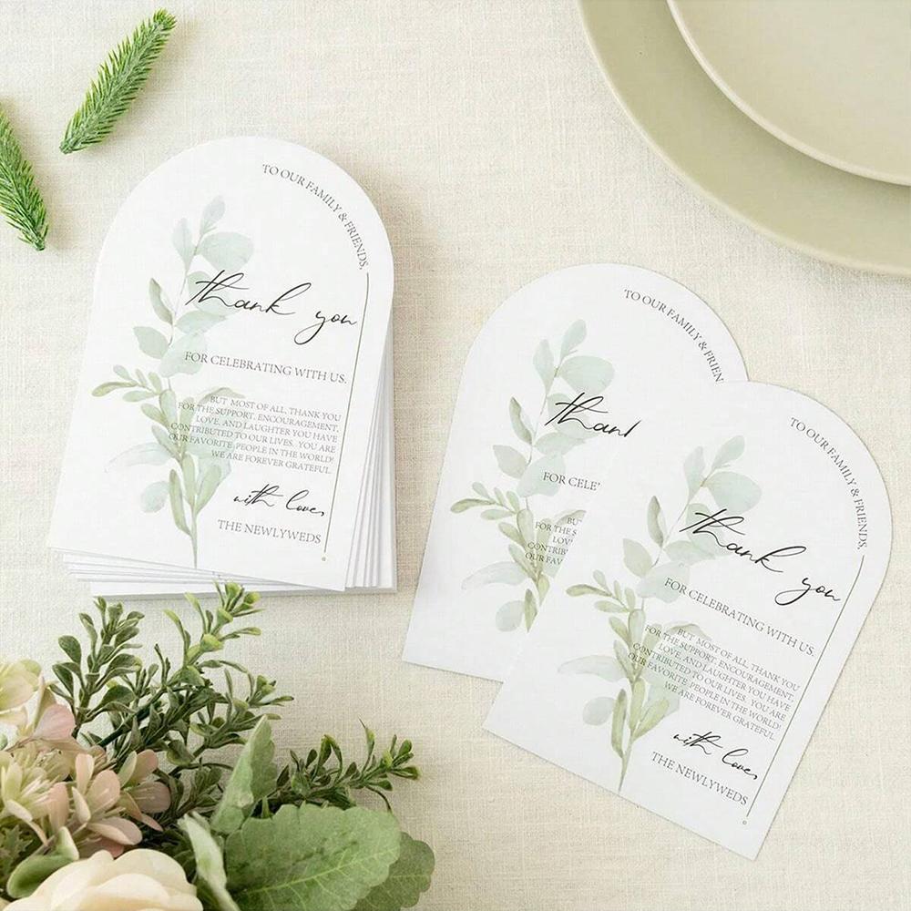 50/100Pcs Floral Thank You Cards for Wedding Reception Party Event Celebration Tabletop Decoration