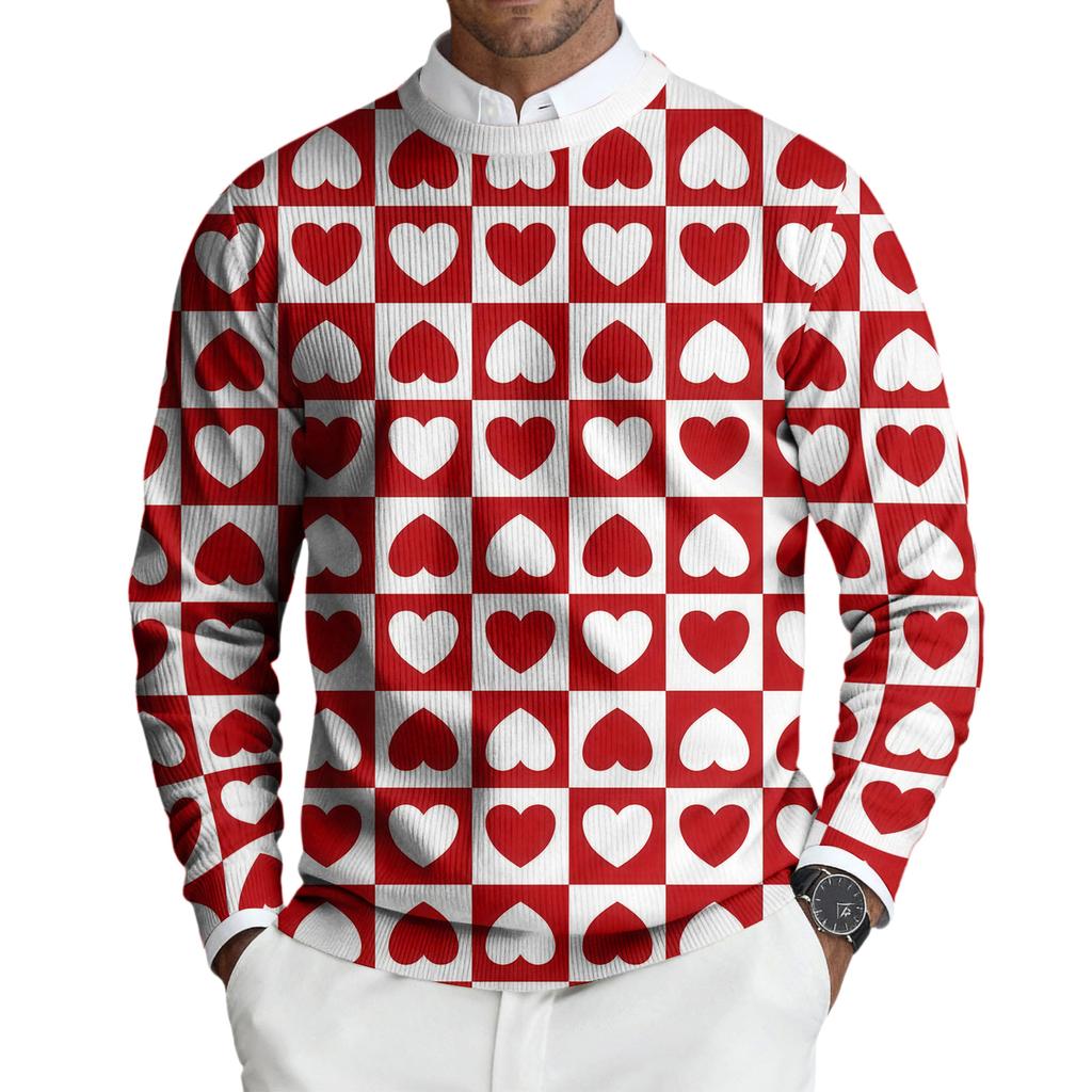 Men's Round Neck Long Sleeve Ribbed Knit Pullover