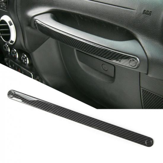 Carbon Fiber ABS Copilot Handle Cover Trim Strip For 2011-2017 Jeep Wrangler JK
